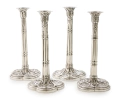 A set four George III silver candlesticks, I.C, London, 1774
