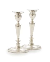 A pair of Elizabeth II silver candlesticks, T.S.C, London, 1965