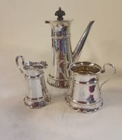 An Edward VII three-piece hot chocolate set, London 1908
