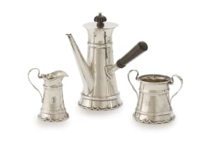 An Edward VII three-piece hot chocolate set, London 1908