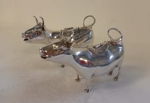 A silver cow creamer, Theodor Hartman, London 1902 and B Muller, Chester 1902