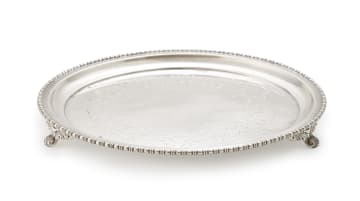 A silver salver, Atkin Brothers, Sheffiled, date mark worn