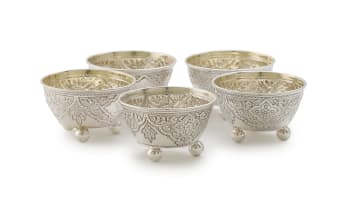 A set of five Victorian silver salts, Barnard & Sons Ltd, London, 1872