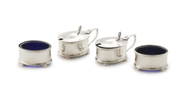 A George V silver condiment set , Docker & Burn Ltd, Birmingham, 1921