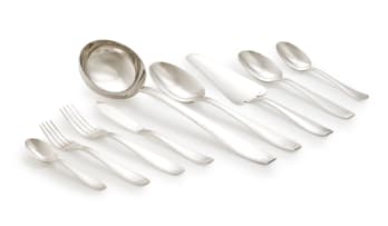 A French silver-plate assembled Apollo pattern Christofle flatware, France, c. 1935 - 1983