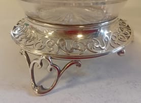 An Edward VII glass and silver-mount pedestal bowl, Thomas Latham & Ernest Morton, Chester 1903
