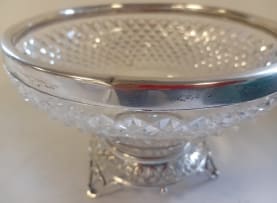 An Edward VII glass and silver-mount pedestal bowl, Thomas Latham & Ernest Morton, Chester 1903