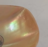 An Edward VII mother-of-pearl and silver mount bon-bon dish, Chester 1907