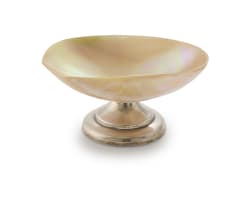 An Edward VII mother-of-pearl and silver mount bon-bon dish, Chester 1907