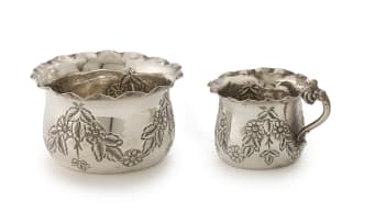 A Victorian silver cup and porringer, W. W Harrison & Co, 1899