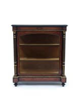 Victorian burr walnut, ebonised and inlaid pier cabinet, late 19th century