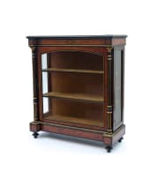 Victorian burr walnut, ebonised and inlaid pier cabinet, late 19th century