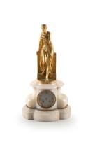 French gilt-metal and onyx figural mantel clock, late 19th century