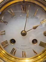 French gilt-metal and onyx figural mantel clock, late 19th century