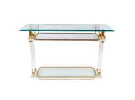 Postmodern glass and lucite console table