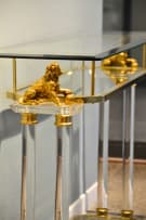 Postmodern glass and lucite console table