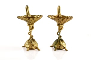 Pair of French gilt-metal zoomorphic bonbon dishes, 19th century