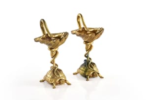 Pair of French gilt-metal zoomorphic bonbon dishes, 19th century