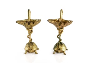 Pair of French gilt-metal zoomorphic bonbon dishes, 19th century
