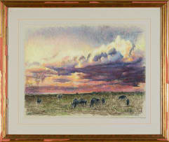 Zakkie Eloff; Landscape with Wildebeest