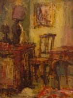 Alexander Rose-Innes; Writing Desk in an Interior (recto); Still Life Study with with Two Vases (verso)