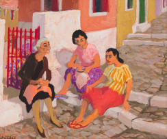 Marjorie Wallace; Three Women on the Steps