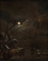 Aert van der Neer; Night Scene with Horse and Cart