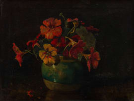 Willem Alexander Knip; Nasturtiums in a Ginger Jar