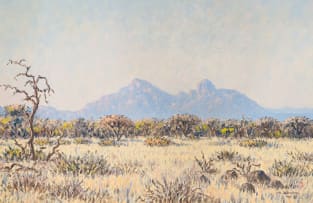 Herbert Diener; Grassy Landscape with Mountains in the Distance