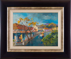 Kobus Louw; Street Scene with Figures