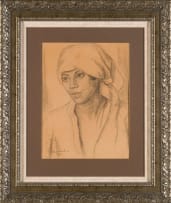 Maggie Laubser; Portrait of a Woman with a Headscarf