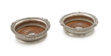 A pair of George III silver wine coasters, William Burwash, London, 1814