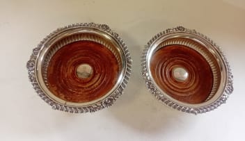 A pair of George III silver wine coasters, William Burwash, London, 1814