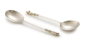 A pair of Victorian silver apostle spoons, John Aldwinkle and Thomas Slater, London, 1888
