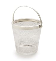 A George V glass and silver-mount ice bucket, Mappin & Webb, 1931