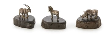 Three miniature silver animals, Patrick Mavros, Zimbabwe