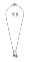 Convertible emerald and diamond earring and necklace set