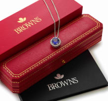 Tanzanite cluster pendant and chain, Browns