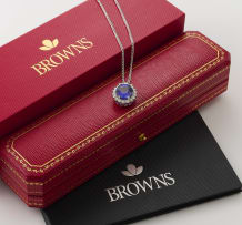 Tanzanite cluster pendant and chain