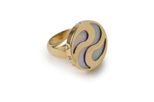 Mother-of-pearl spinning ring
