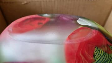 Noel Hart; Glass vase with swirling abstract decoration