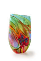 Noel Hart; Glass vase with swirling abstract decoration