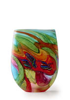 Noel Hart; Glass vase with swirling abstract decoration