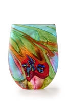 Noel Hart; Glass vase with swirling abstract decoration