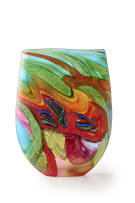 Noel Hart; Glass vase with swirling abstract decoration