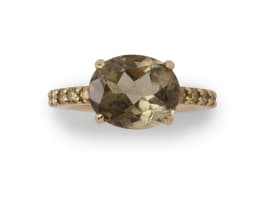 Quartz and diamond ring