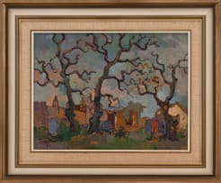 Gregoire Boonzaier; Drie Eikeboome en Murasies, Nuweland, CP (Three Oak Tress and Walls, Newlands, CP)