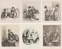 Honore Daumier; So Goes His Story; Plead Not Guilty; A Sure Case; This Saintly Woman; Such a Devoted Husband; A Respected Citizen, from the Law and Justice portfolio, six