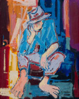 Ephraim Ngatane; Seated Figure with Hat