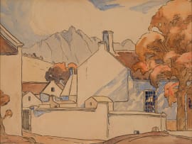 Jacob Hendrik Pierneef; Cape Village with Distant Mountains